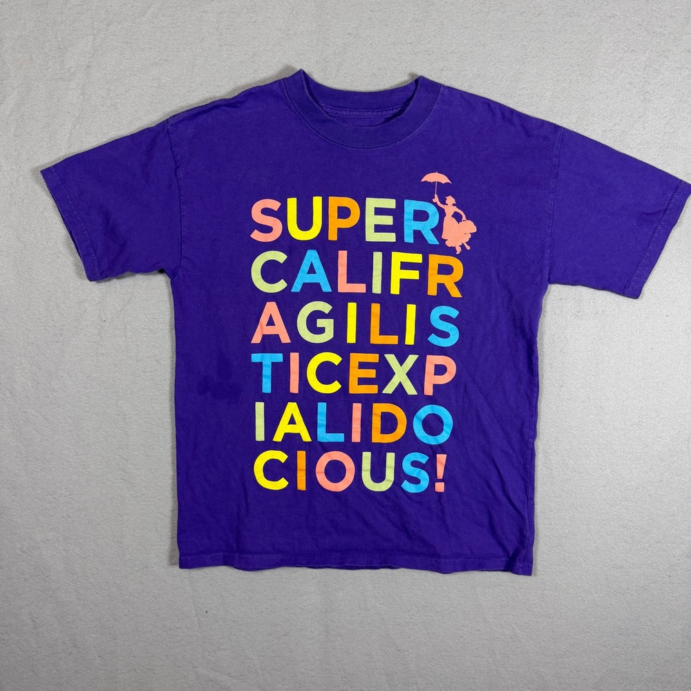Disney Parks Mary Poppins Purple Shirt Large Hanes Supercalifragilisticexpiali